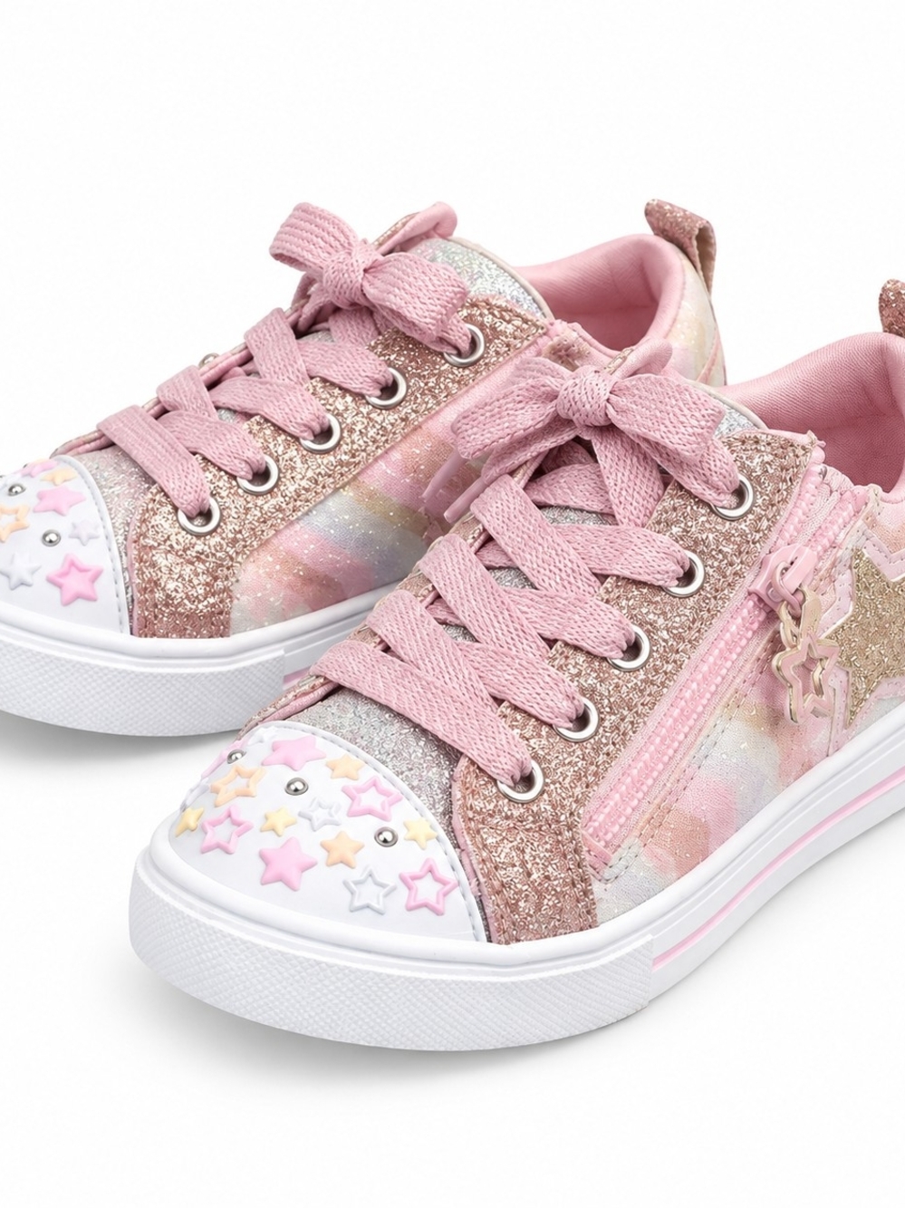 SKECHERS Twinkle Toes Kids Cosmic Burst Light Up Sneakers Sz 13 Pink White